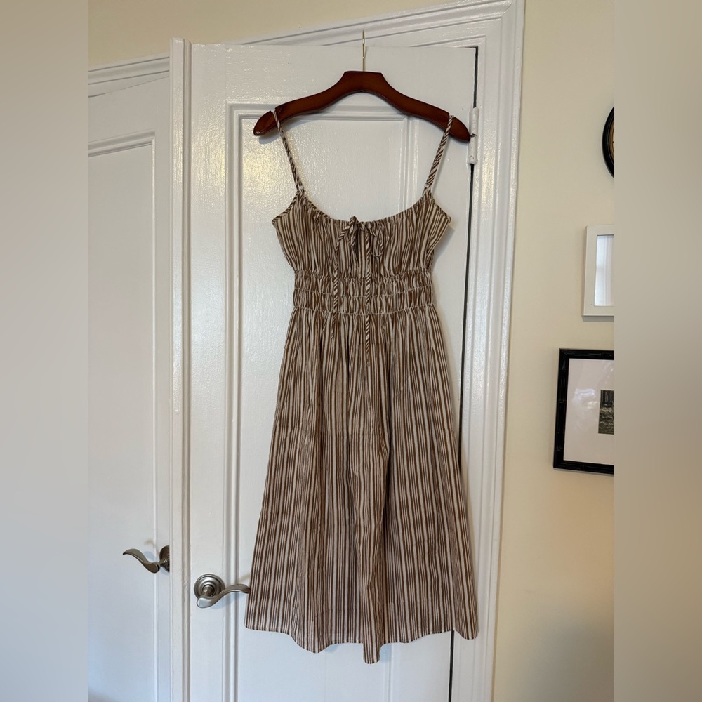 Ciao Lucia Gabriela Dress Size Small Women's Brown Striped Smocked Sundress